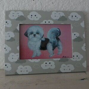 Cute Shihtzu 4x6 Art print within a cloud Frame
